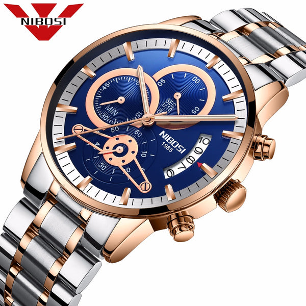 NIBOSI Men Watches Luxury Top Brand Men gold Watch Relogio Masculino Military Army Analog Quartz Wristwatch black white blue