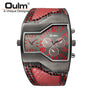 Oulm Top Luxury Brand Men Quartz Watches Double Time Show Snake Band Casual Male Sports Watches Clock Hours relogio masculino