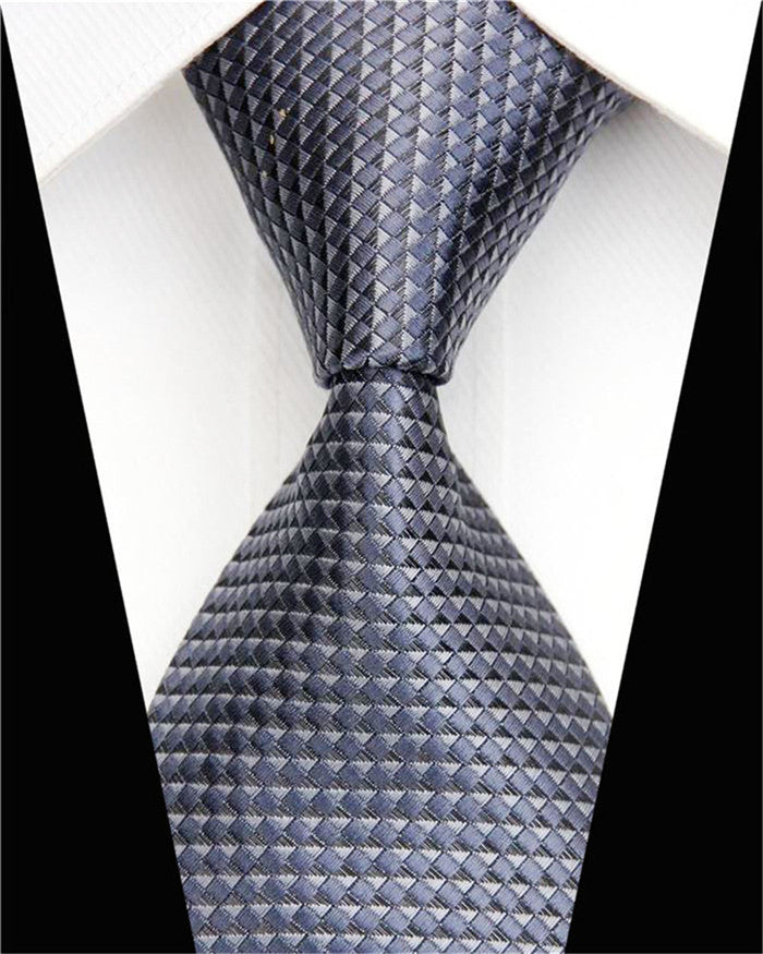 Fashion Mens Accessories Check Pattern Business Silk Tie Geometric Jacquard Woven Necktie for Men 3