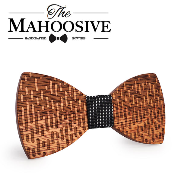 MAHOOSIVE Wood Bow Tie Wedding Decoration High Quality Handmade Wooden Bow Ties with Case Free Ultra-light Fashion