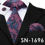 SN-1518 New Arriving Ties Men Fashion 2017 Hi-Tie Design Royal Blue Neck Tie Pocket Square Cufflinks Set for Mens Business Party