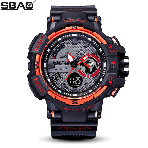 SBAO New Electronic Men Watches Student Sport WristWatches Clock Waterproof Multicolor Water Resistant Function Alarm Auto Date