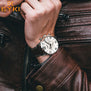 EYKI black genuine leather watchband mens watches man brown strap sport watch brand luxury quartz wristwatch montre homme reloj