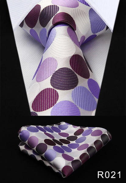 Polka Dot 3.4" 100%Silk Wedding Jacquard Woven Men Tie Necktie Pocket Square Handkerchief Set Suit #RD1