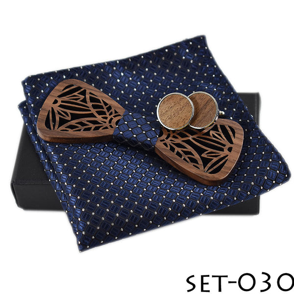 ZDJMEITRXDOOW wooden bow Tie set and Handkerchief Bowtie Necktie Cravate Homme Noeud Papillon Man Corbatas Hombre Pajarita