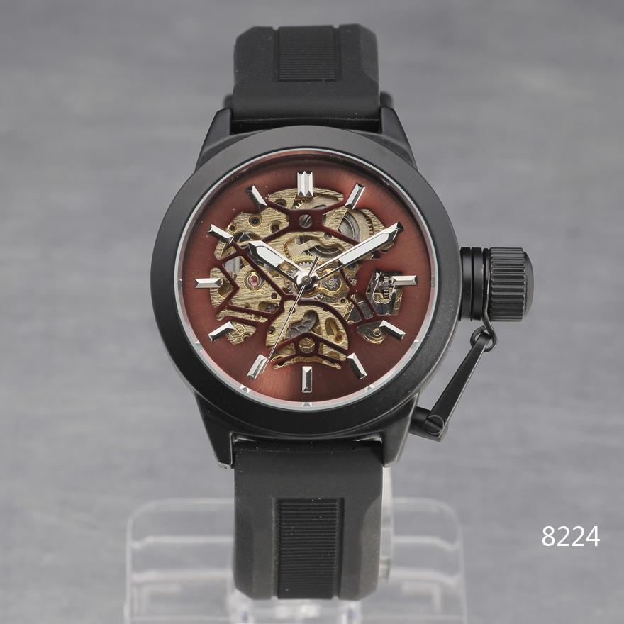Casual Sport Watches SEWOR Brand Skeleton Mechanical Watch Men Automatic Rubber Band Relogio Masculino Stylish Crown Clock Reloj
