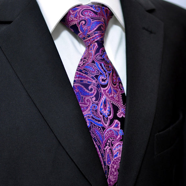 Q15 Extra long size Paisley Blue Pink Mens Necktie Ties 100% Silk Jacquard Woven Brand New Fashion