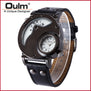 Top Brand Luxury OULM 9591 Men Watches Stainless Steel Case Dual Time PU Leather Quartz-watch Sports Men's Watches