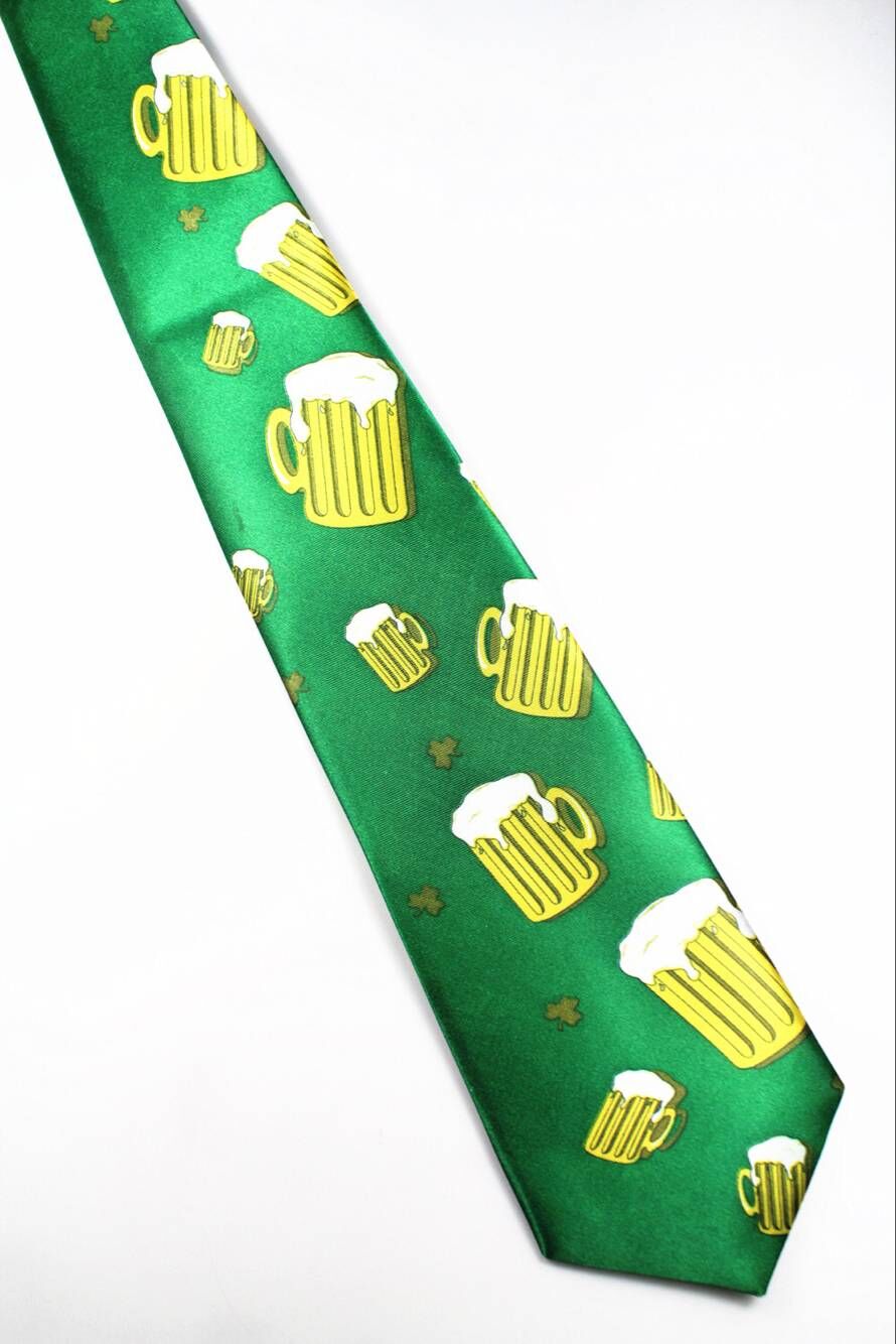 JEMYGINS New Design Printing Leaf Beer Festival Tie Arrow Type Holiday Tie Character Necktie