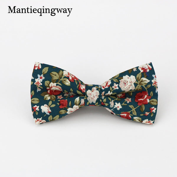 Mantieqingway Men's Cotton Floral Bowtie Brand Popular Apparel Neckwear Casual Mens Business Bow Ties for Men Wedding 6cm Cravat