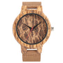 Zebra/Cork Slag/Broken Leaves Face Wood Watch Men Nature Wooden Creative Watches Simple Genuine Leather Band Quartz Clock Gift