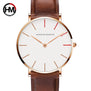 Design Creative High Quality Japan Quartz Movement Men Fashion Simple Leather Wrist Watch Luxury Ladies Waterproof Dropshipping