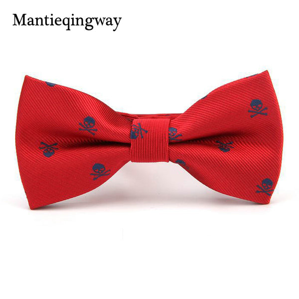Mantieqingway Novelty Men's Polyester Silk Bow Tie Skull Bowtie for Tuxedo Banquet New Design Bowknot Ties for Wedding Groom