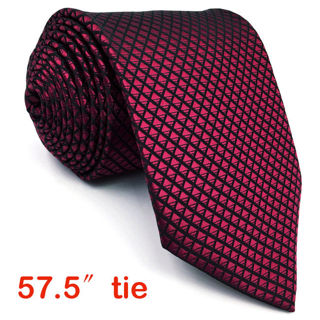 U25 Solid Checked Burgundy Crimson Red Black Mens Neckties 100% Silk Matching Hanky For Men Silk Brand Men Tie Wedding 63