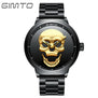 GIMTO Top Brand New Creativity Skull Men's Watch Luxury Black Steel Quartz Clock Men Boy Military Watch Sports Relogio Masculino