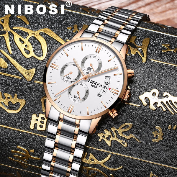 NIBOSI Waterproof Casual Watch Men Luxury Brand Quartz Military Sport Watch Leather Steel Men's Wristwatches relogio masculino