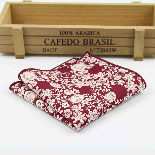 Hankerchief Scarves Vintage Cotton Hankies Men's Pocket Square Handkerchiefs Rose Flower Paisley