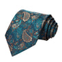 Party Wedding Classic Pocket Square Tie TP711Q8S Green Brown Paisley 3.4" Silk Woven Men Tie Necktie Handkerchief Set