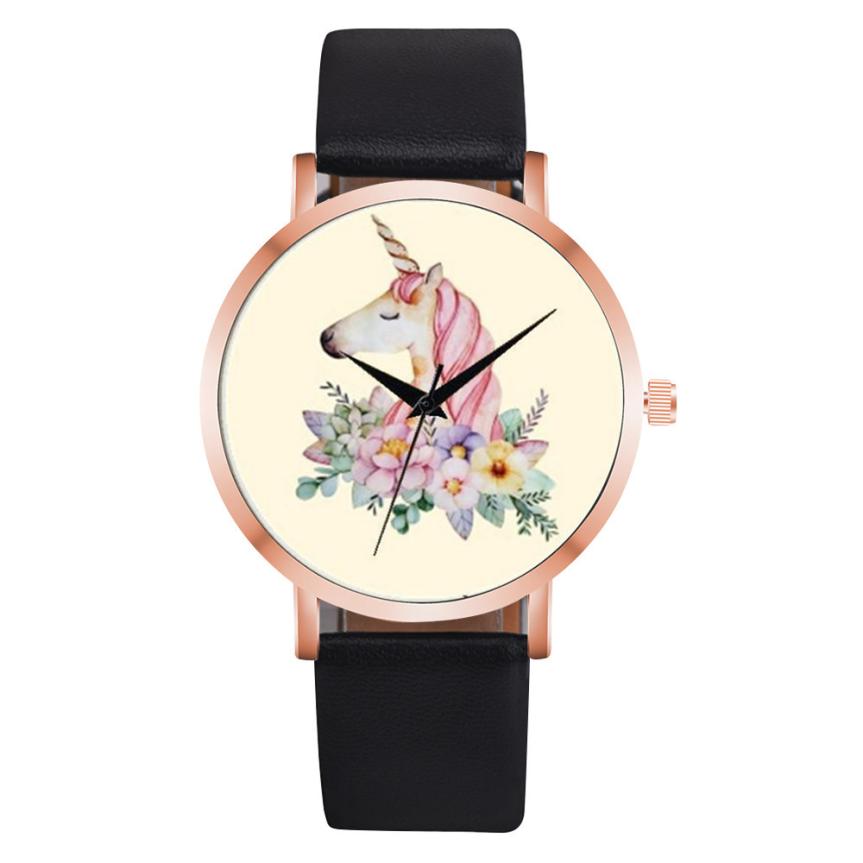 Fashion Cute Unicorn Animal Watch Women Girl Leather Strap Analog Quartz Watch For Women relojes de mujer Montres Femme*1218