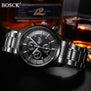 BOSCK Top Luxury Brand Watch Men Casual Brand Watches Male Quartz Watches Men Waterproof Business Watch Military Stainless Steel