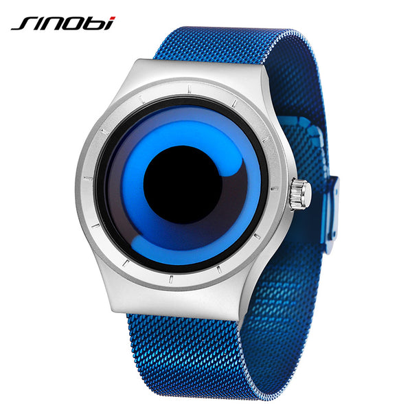 SINOBI Brand New Creative Rotation Men Watches 2018 Stainless Steel Mesh Strap Quartz Sport Watch Men Fashion Relogio Masculino