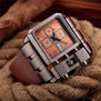 OULM Brand Original Unique Design Square Men Wristwatch Wide Big Dial Casual Leather Strap Quartz Watch Male Sport Watches