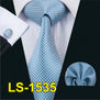 LS-822 Mens Tie Black Paisley 100% Silk Classic Barry.Wang Tie Hanky Cufflinks Set For Men Formal Wedding Party Groom Hot Sell