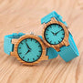 Luxury Royal Blue Wood Watch Top Women Quartz Wristwatch 100% Natural Bamboo Clock Casual Leather Creative Gifts Reloj de madera