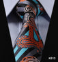 TF2005B8 Blue Floral Paisley 3.4" 100% Silk Jacquard Woven Classic Man's Tie Necktie