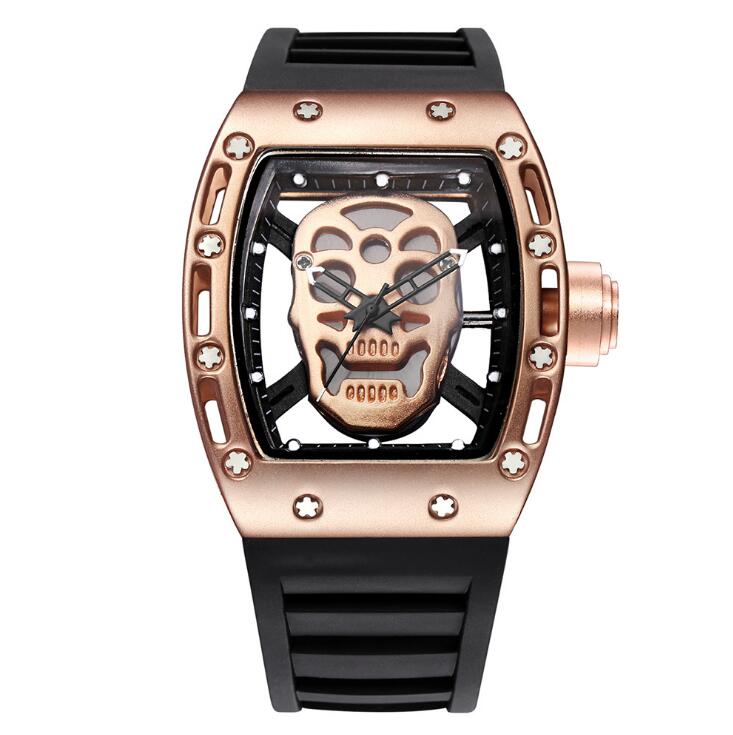 new Quartz Watches Men Top Luxury BrandWaterproof silicone quartz watch American fashion casual skull watch Watch Clock Male gif