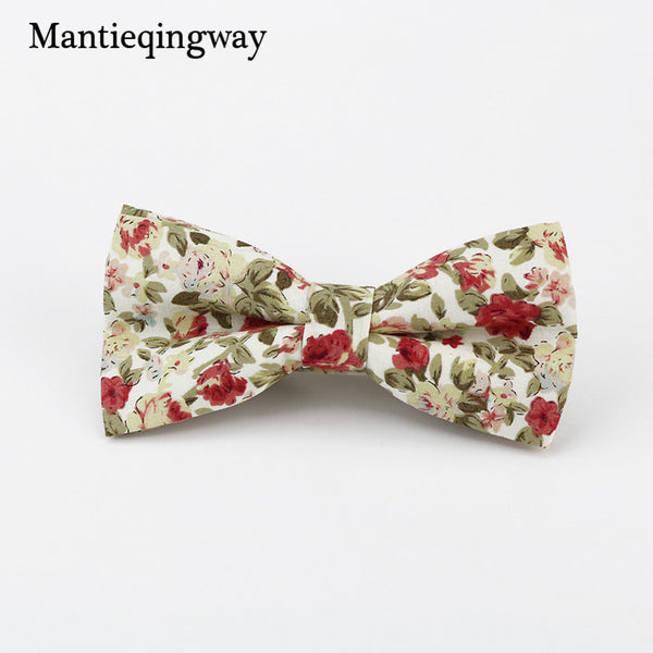 Mantieqingway Men's Cotton Floral Bowtie Brand Popular Apparel Neckwear Casual Mens Business Bow Ties for Men Wedding 6cm Cravat