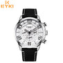 EYKI black genuine leather watchband mens watches man brown strap sport watch brand luxury quartz wristwatch montre homme reloj