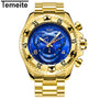 TEMEITE 2017 Men's Sports Quartz Watches Analog Date Men Gold Watches Stainless Steel Wristwatches Waterproof Relogio Masculino