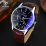Brand New Luxury Fashion Faux Leather Mens Quartz Analog Watch Casual Male Business Watches Top Quality Black Brown