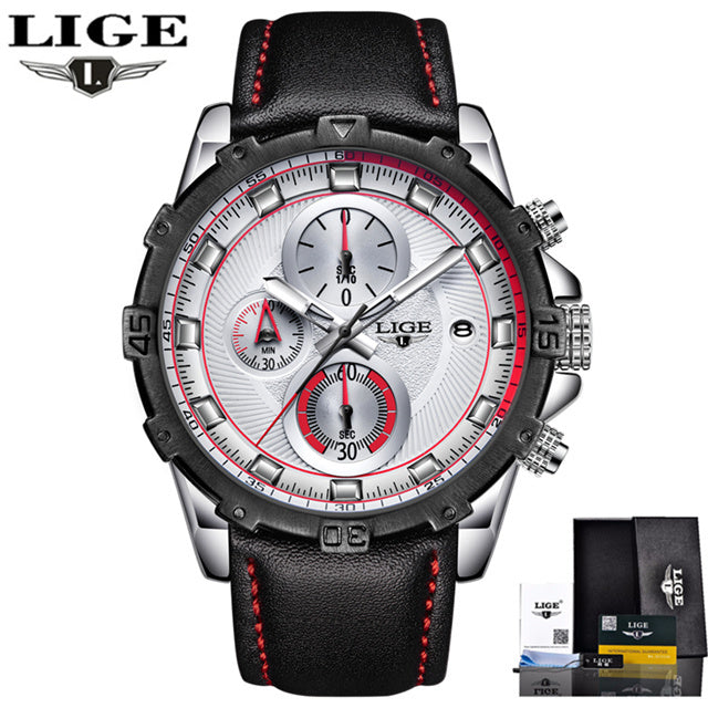 LIGE Watch Men Stopwatch Chronograph Waterproof Clock Mens Watches Top Brand Luxury Casual Sport Quartz Watch Relogio Masculino
