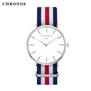 Luxury Brand CHRONOS Rose Gold Silver Men Women Watches Leather Nylon Quartz Wrist Watch Unisex Clock Relogio Masculino Feminino