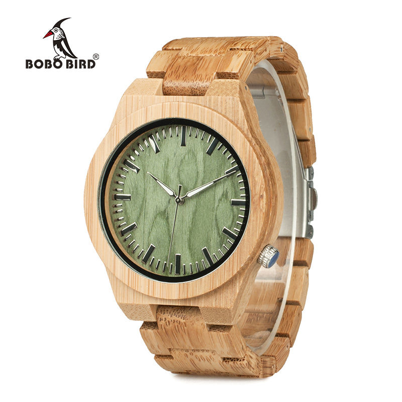BOBO BIRD V-B22 Original Bamboo Men's Wristwatch Classic Folding Clasp Quartz Movement Wrist Watch erkek kol saati