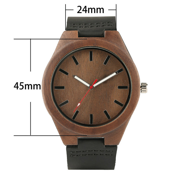 Simple Minimalist Nature Wood Quartz Wristwatch Men Women Novel Bamboo Modern Creative Watches Genuine Leather Strap Relogio