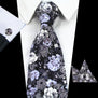 RBOCOTT New Design 8cm Cotton Tie Set Floral Ties Handkerchief And Cufflinks Business Wedding Party Printing Neck Ties For Men