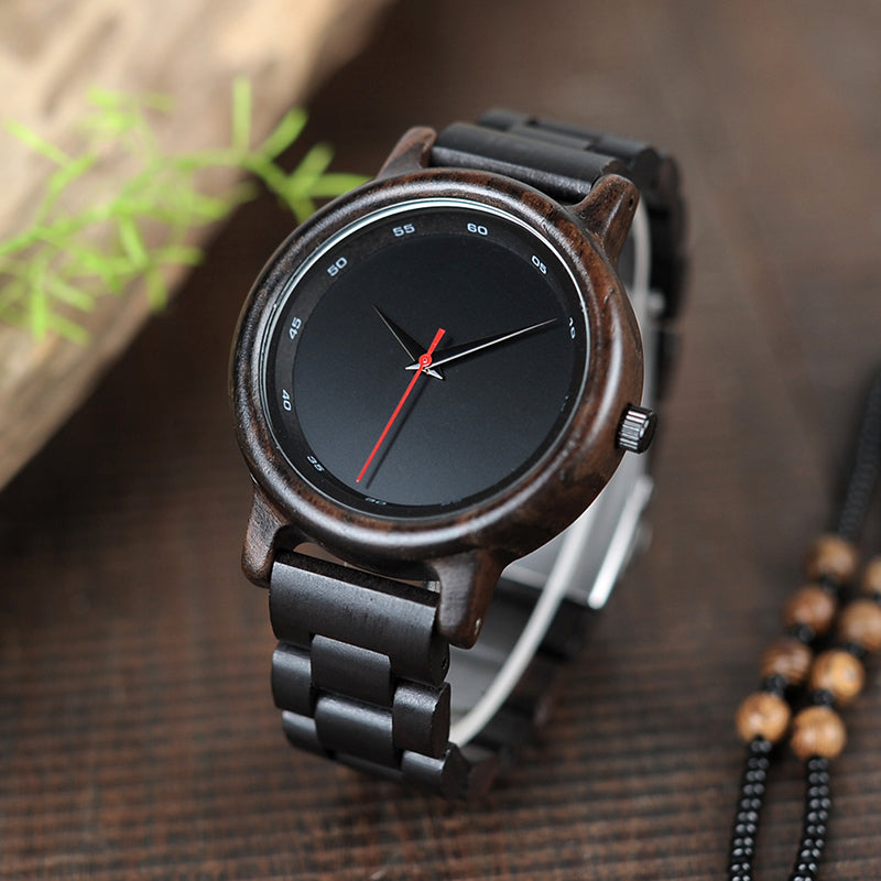 BOBO BIRD Ebony Watch Water Proof Quartz Movement Men Clock Style Wooden Strap Wristwatch relogio masculino B-P10