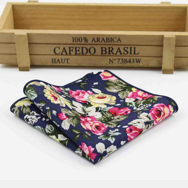 Hankerchief Scarves Vintage Cotton Hankies Men's Pocket Square Handkerchiefs Rose Flower Paisley