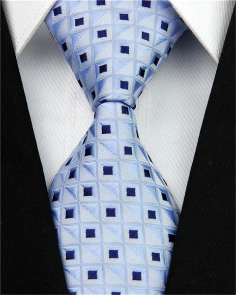 Fashion Mens Accessories Check Pattern Business Silk Tie Geometric Jacquard Woven Necktie for Men 3"/7.5cm