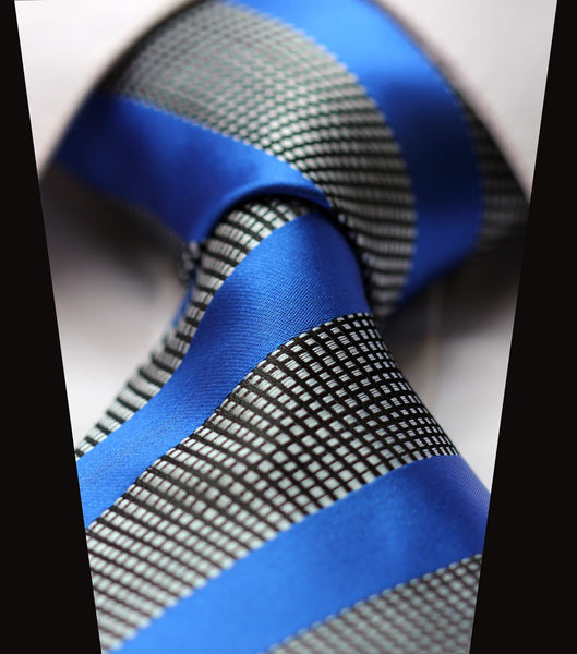 TF2005B8 Blue Floral Paisley 3.4" 100% Silk Jacquard Woven Classic Man's Tie Necktie