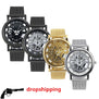Fashion watch men Skeleton Watch Men Stainless Steel Mesh Band Quartz Wristwatch Clock Relojes Mujer Reloj Hombre dropshipping