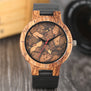 Zebra/Cork Slag/Broken Leaves Face Wood Watch Men Nature Wooden Creative Watches Simple Genuine Leather Band Quartz Clock Gift