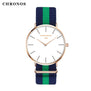 Luxury Brand CHRONOS Rose Gold Silver Men Women Watches Leather Nylon Quartz Wrist Watch Unisex Clock Relogio Masculino Feminino