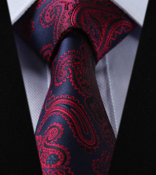 TF2005B8 Blue Floral Paisley 3.4" 100% Silk Jacquard Woven Classic Man's Tie Necktie