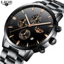 LIGE Watches Men Luxury Brand Chronograph Men Sports black Watches Waterproof Full Steel Quartz Wristwatches Relogio Masculino