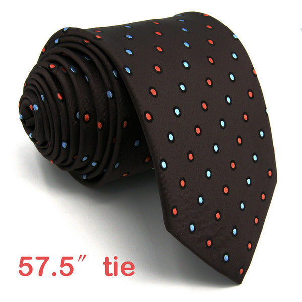 A37 Brown Blue Red Polka Dots Men's Ties Necktie Silk Fashion Novelty Dress for male Classic Brand New extra long size Hankies