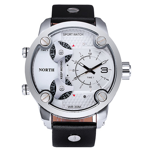 Men Sports Watches 2017 NORTH Brand Fashion Men's Quartz Hour Clock Man Leather Military Army Waterproof Wrist Watch Sport Men